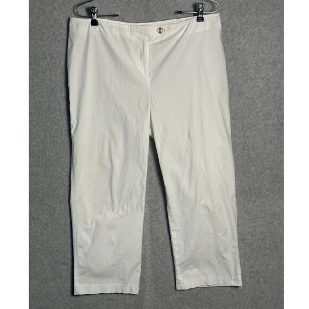 J McLaughlin Sz 14 Cropped High Rise White Pants Chino Slacks Stretch minimalist